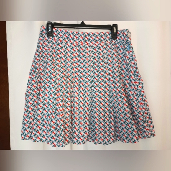 Maeve Dresses & Skirts - Maeve Anthropologie Pleated Mini Skirt Sz 10 Floral Check Tennis Prep 70s Mod